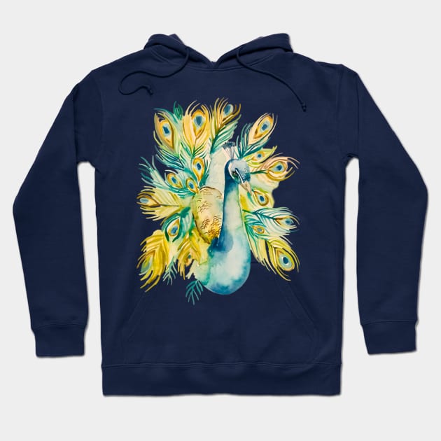 Stunning Watercolor Peacock Hoodie by SariahCeleste